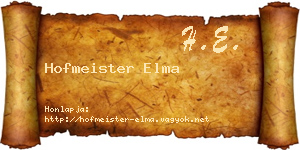 Hofmeister Elma névjegykártya